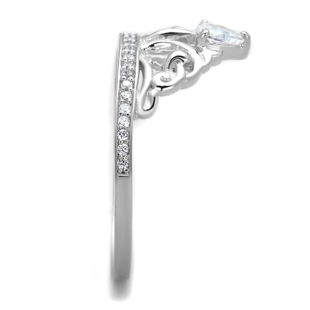 TS191 - Rhodium 925 Sterling Silver Ring with AAA Grade CZ in Clear