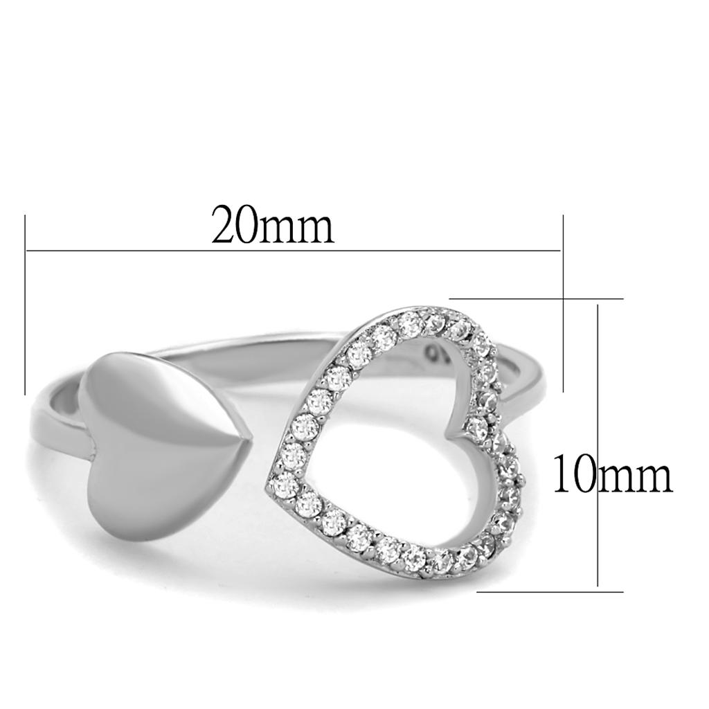 TS194 - Rhodium 925 Sterling Silver Ring with AAA Grade CZ in Clear