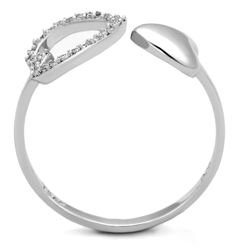 TS194 - Rhodium 925 Sterling Silver Ring with AAA Grade CZ in Clear