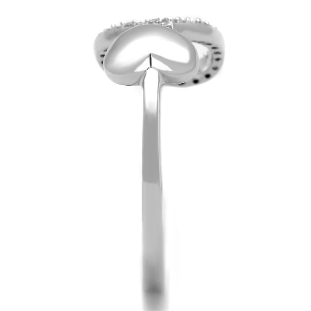 TS194 - Rhodium 925 Sterling Silver Ring with AAA Grade CZ in Clear