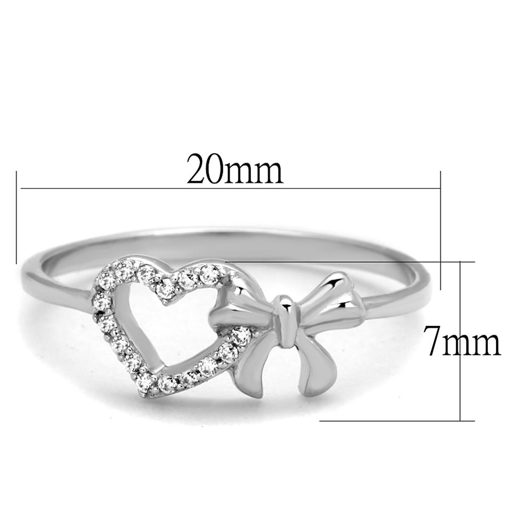 TS195 - Rhodium 925 Sterling Silver Ring with AAA Grade CZ in Clear