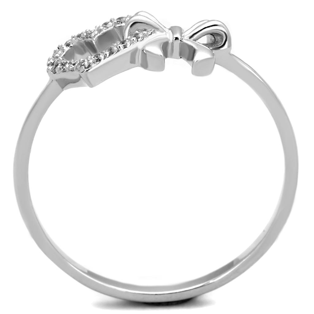 TS195 - Rhodium 925 Sterling Silver Ring with AAA Grade CZ in Clear