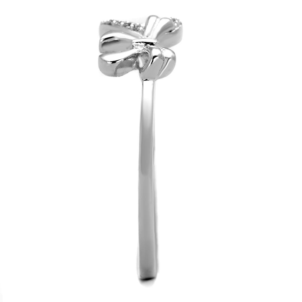 TS195 - Rhodium 925 Sterling Silver Ring with AAA Grade CZ in Clear