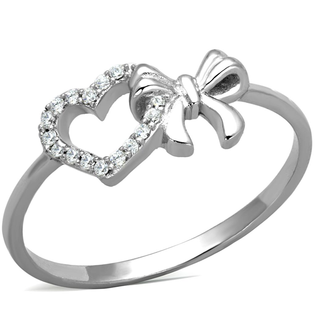 TS195 - Rhodium 925 Sterling Silver Ring with AAA Grade CZ in Clear