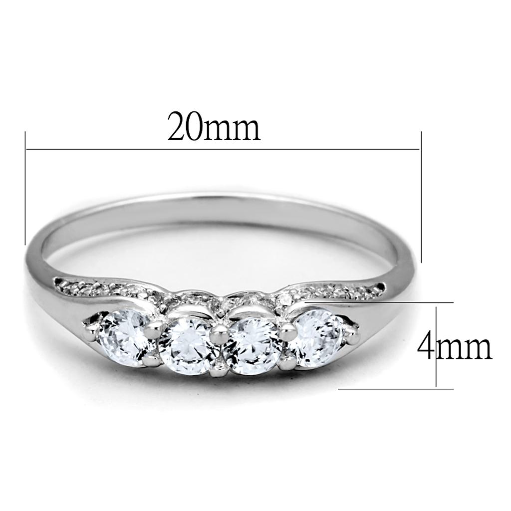 TS198 - Rhodium 925 Sterling Silver Ring with AAA Grade CZ in Clear