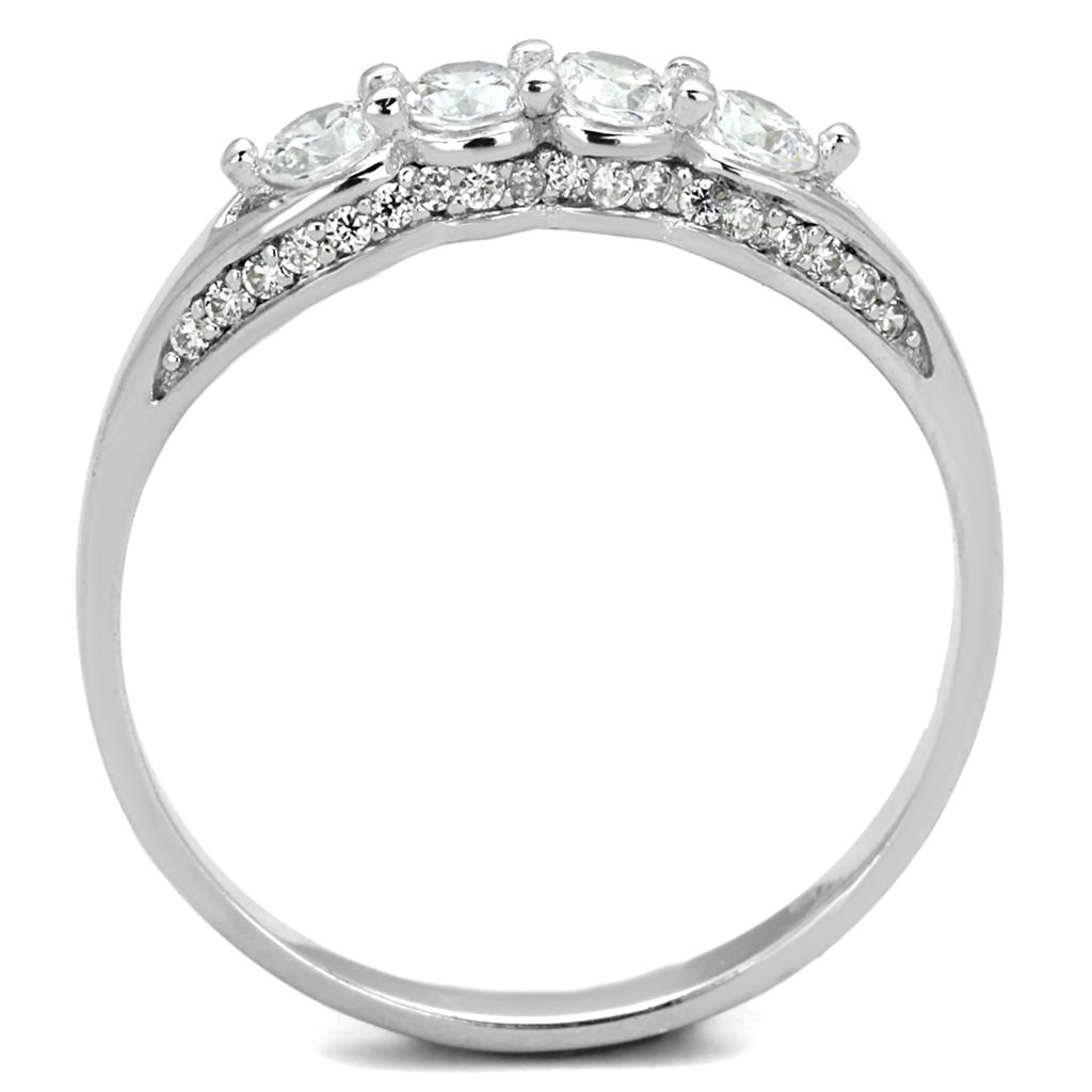 TS198 - Rhodium 925 Sterling Silver Ring with AAA Grade CZ in Clear