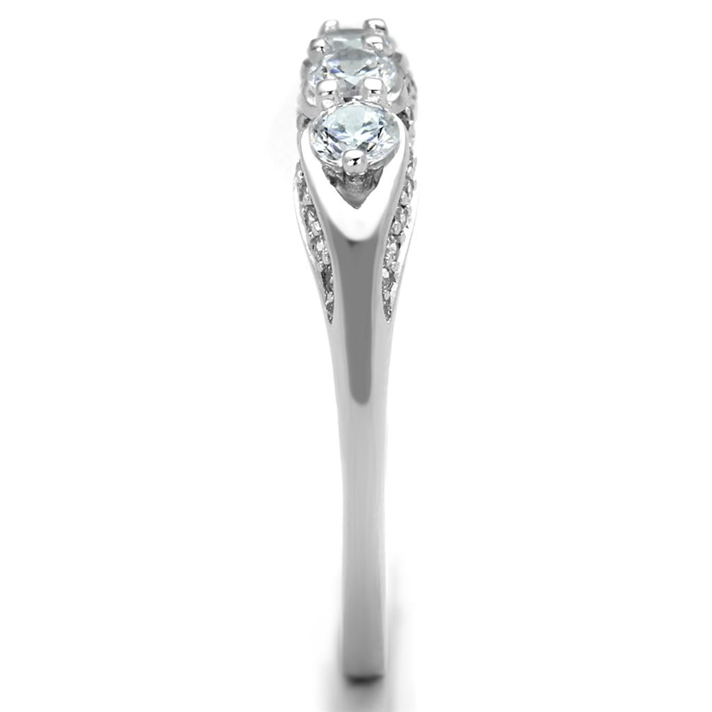 TS198 - Rhodium 925 Sterling Silver Ring with AAA Grade CZ in Clear