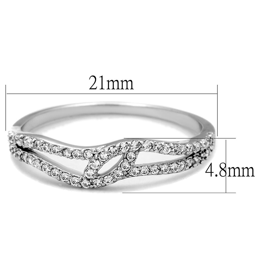 TS202 - Rhodium 925 Sterling Silver Ring with AAA Grade CZ in Clear