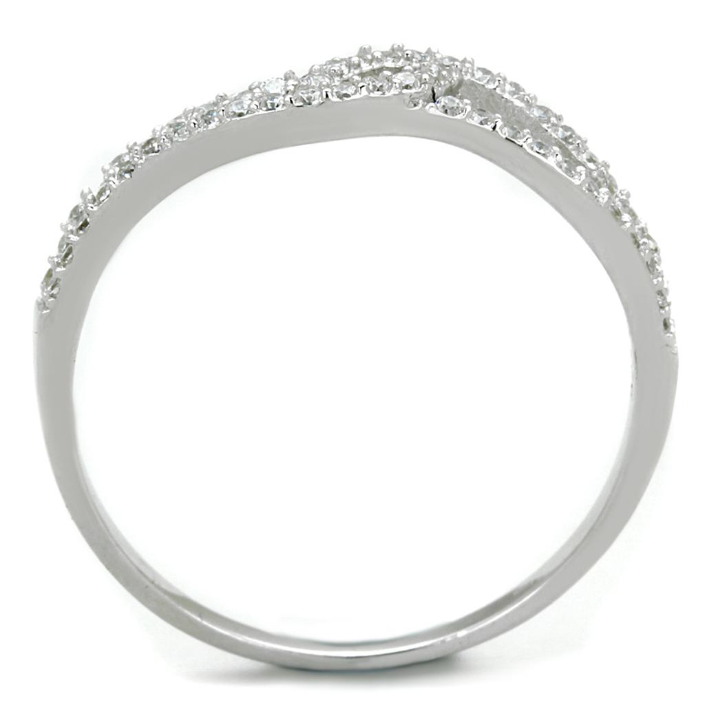 TS202 - Rhodium 925 Sterling Silver Ring with AAA Grade CZ in Clear