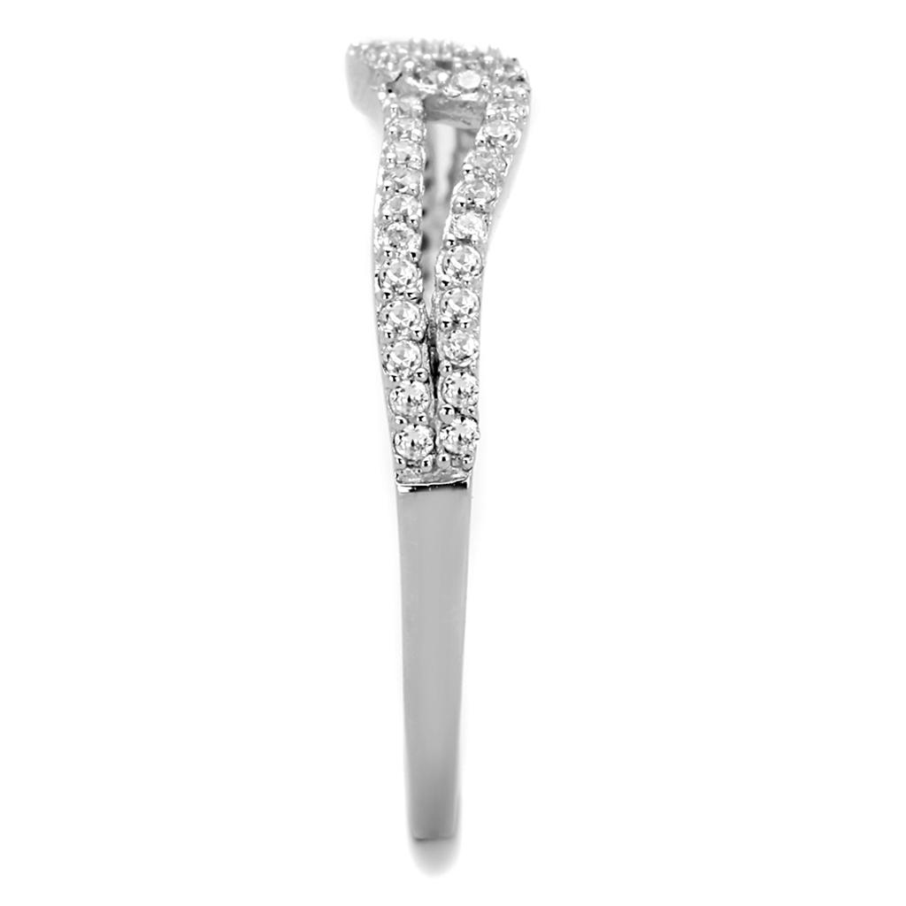 TS202 - Rhodium 925 Sterling Silver Ring with AAA Grade CZ in Clear