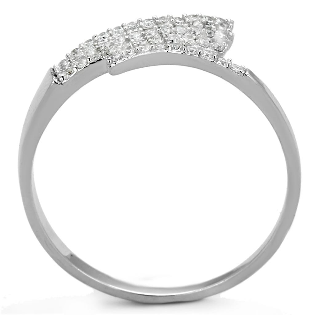 TS203 - Rhodium 925 Sterling Silver Ring with AAA Grade CZ in Clear