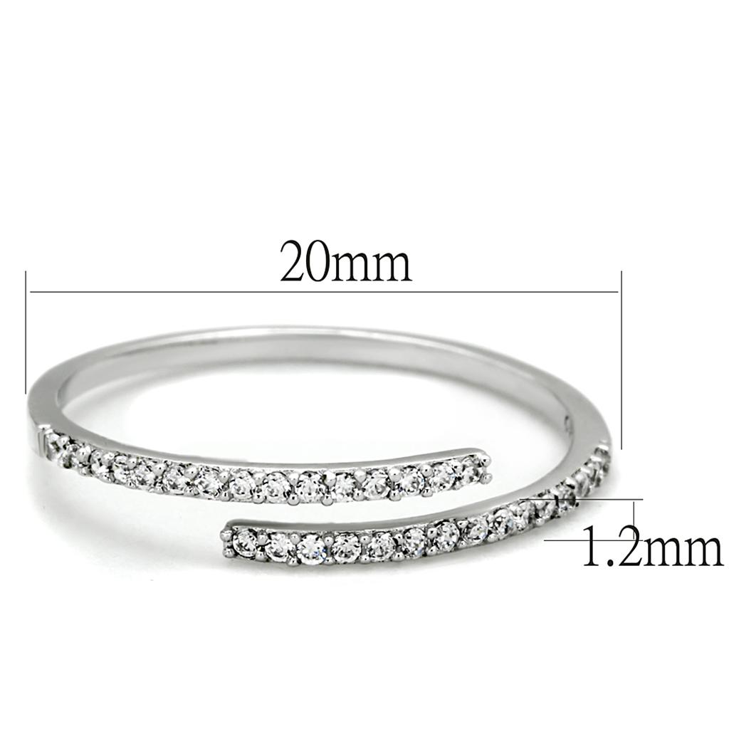 TS204 - Rhodium 925 Sterling Silver Ring with AAA Grade CZ in Clear