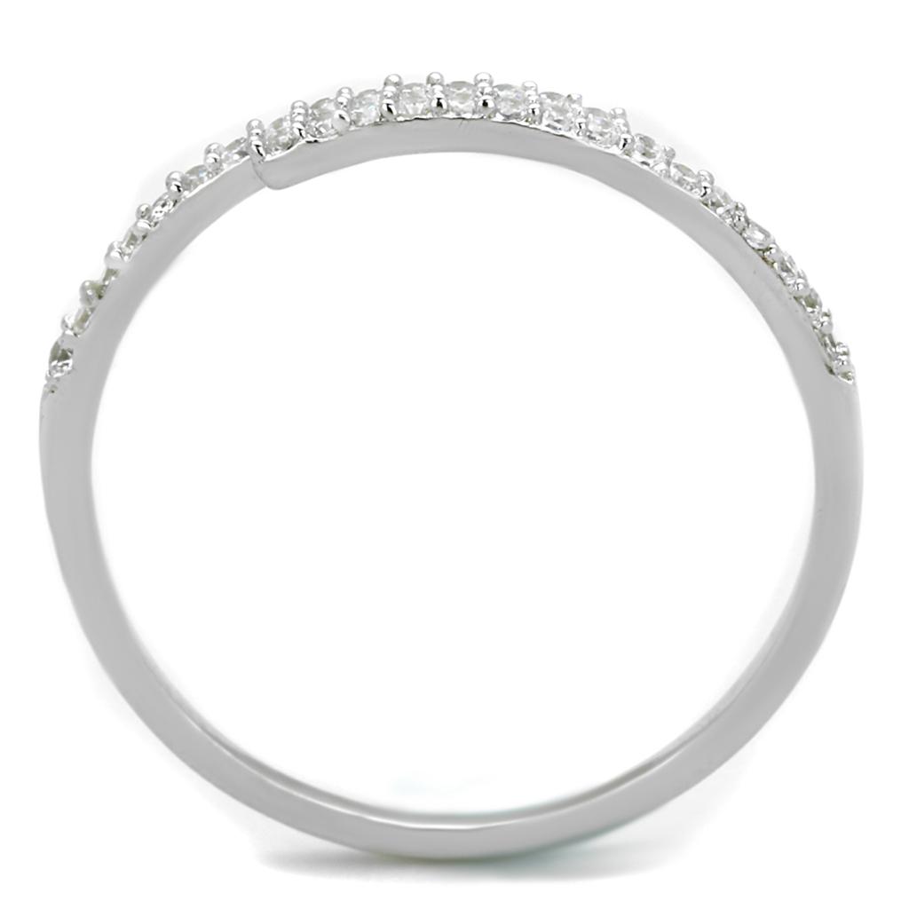 TS204 - Rhodium 925 Sterling Silver Ring with AAA Grade CZ in Clear