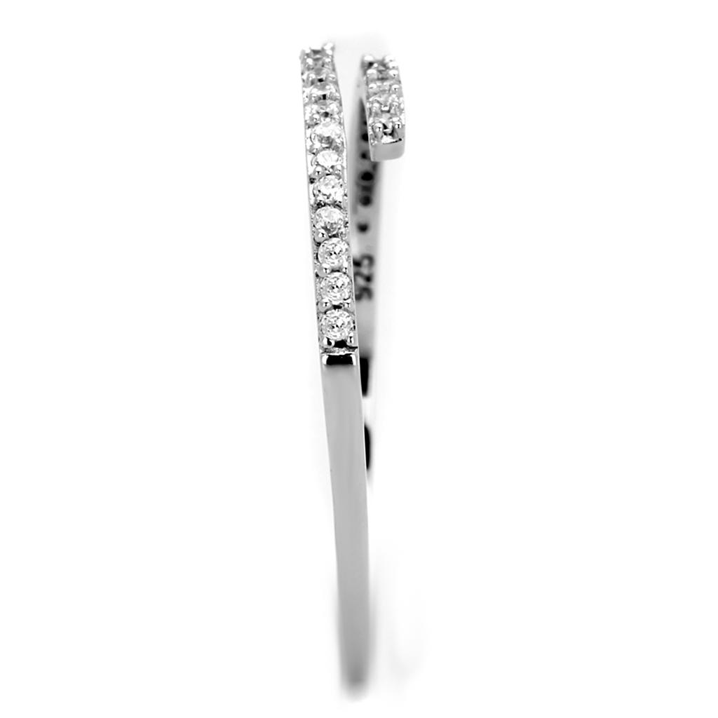 TS204 - Rhodium 925 Sterling Silver Ring with AAA Grade CZ in Clear