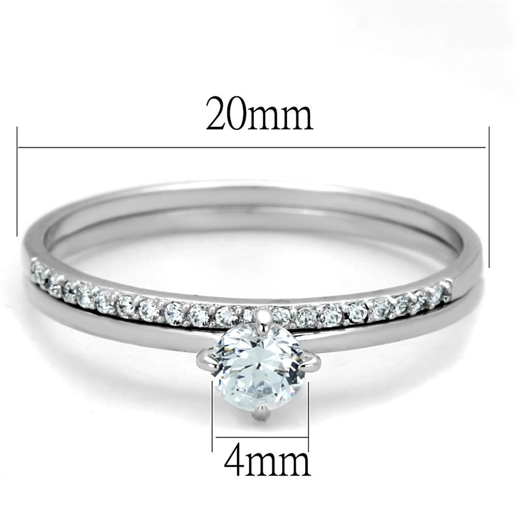 TS206 - Rhodium 925 Sterling Silver Ring with AAA Grade CZ in Clear