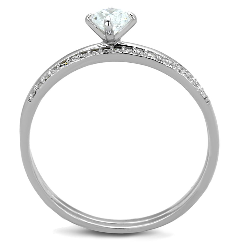 TS206 - Rhodium 925 Sterling Silver Ring with AAA Grade CZ in Clear