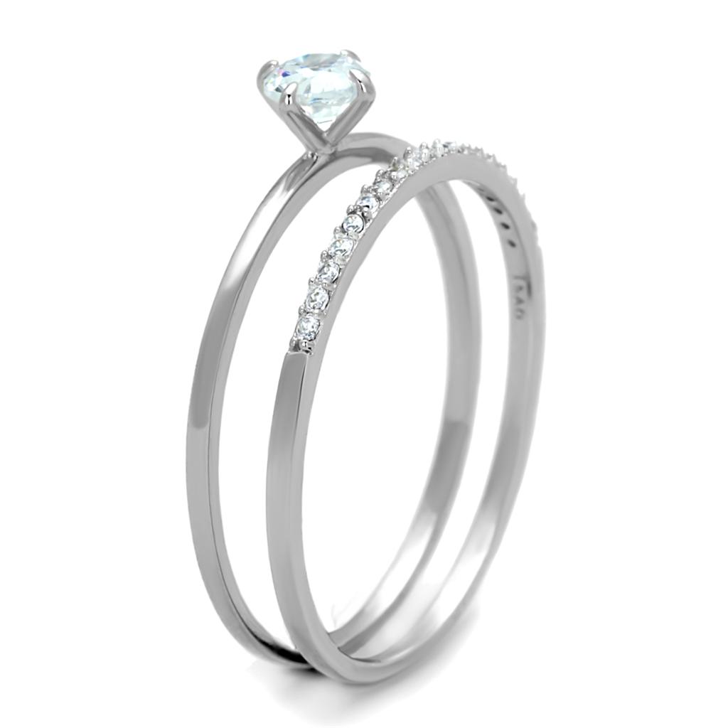 TS206 - Rhodium 925 Sterling Silver Ring with AAA Grade CZ in Clear