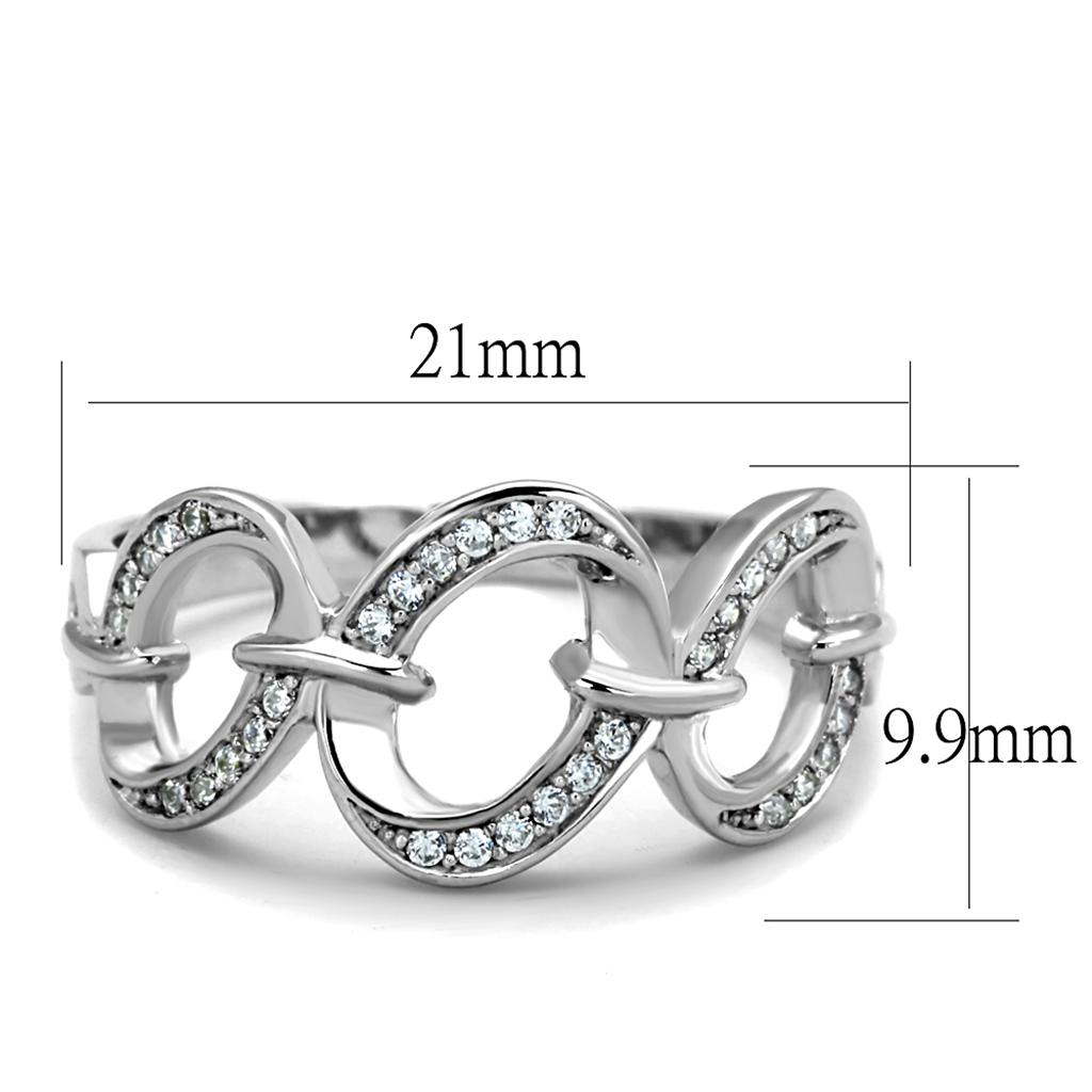TS212 - Rhodium 925 Sterling Silver Ring with AAA Grade CZ in Clear