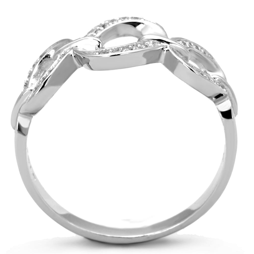 TS212 - Rhodium 925 Sterling Silver Ring with AAA Grade CZ in Clear