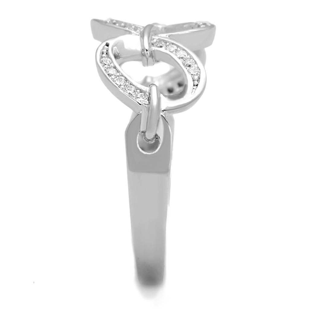 TS212 - Rhodium 925 Sterling Silver Ring with AAA Grade CZ in Clear