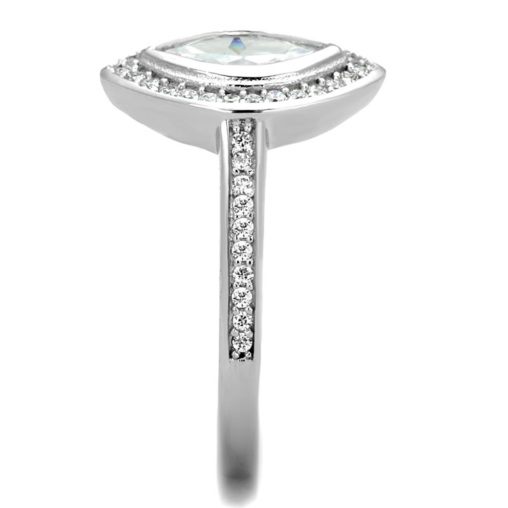TS213 - Rhodium 925 Sterling Silver Ring with AAA Grade CZ in Clear