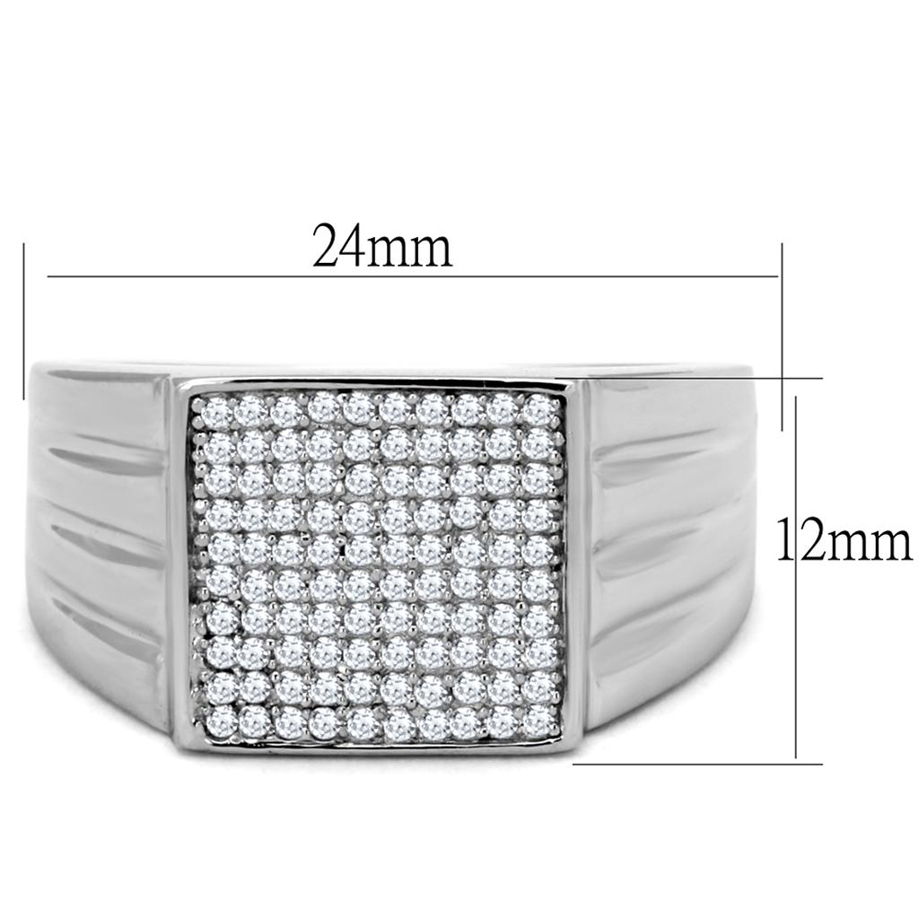 TS214 - Rhodium 925 Sterling Silver Ring with AAA Grade CZ in Clear