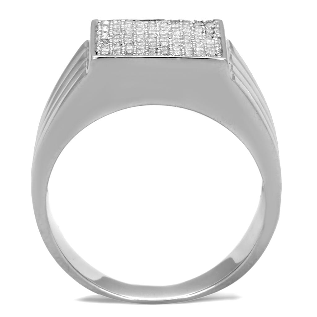 TS214 - Rhodium 925 Sterling Silver Ring with AAA Grade CZ in Clear