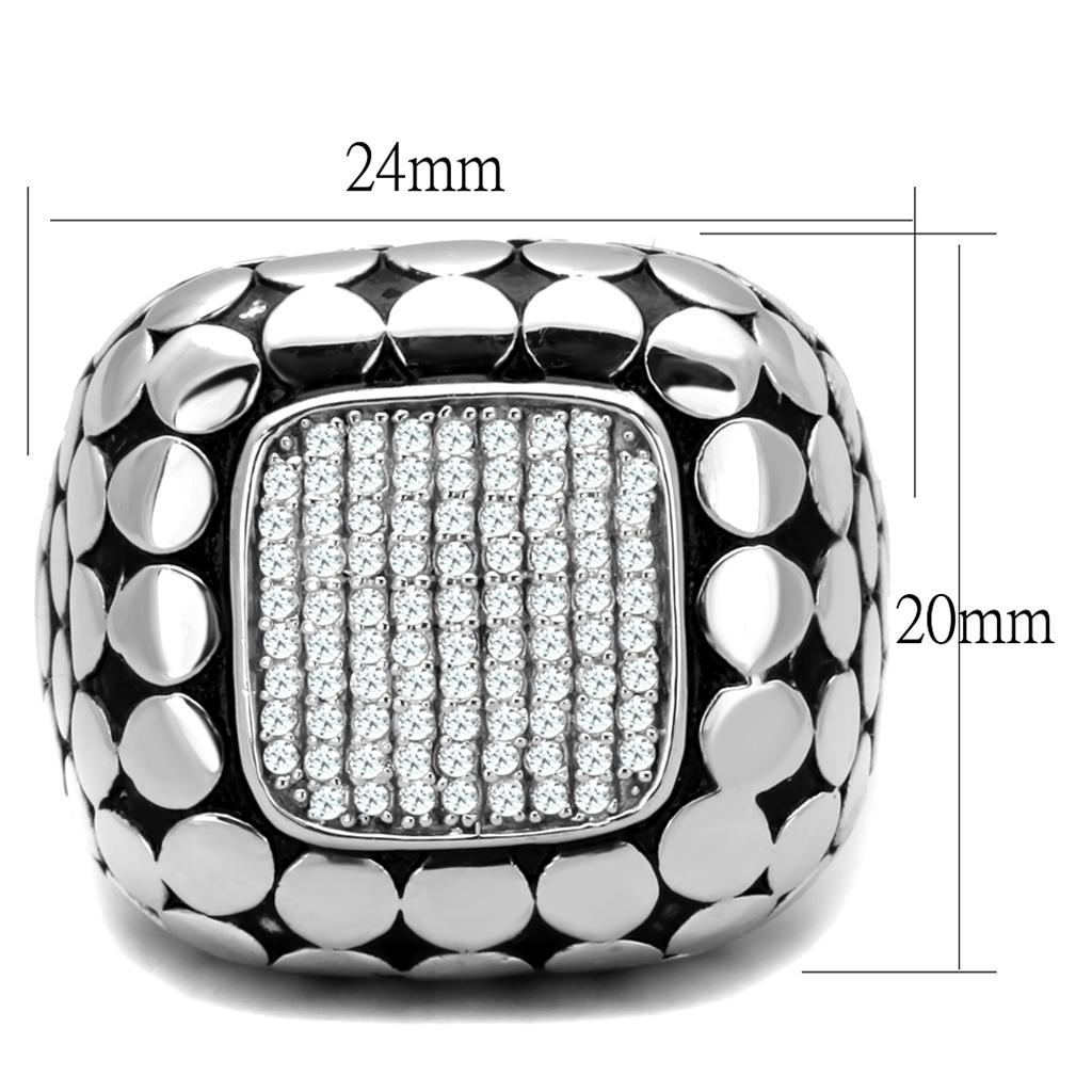 TS215 - Rhodium 925 Sterling Silver Ring with AAA Grade CZ in Clear