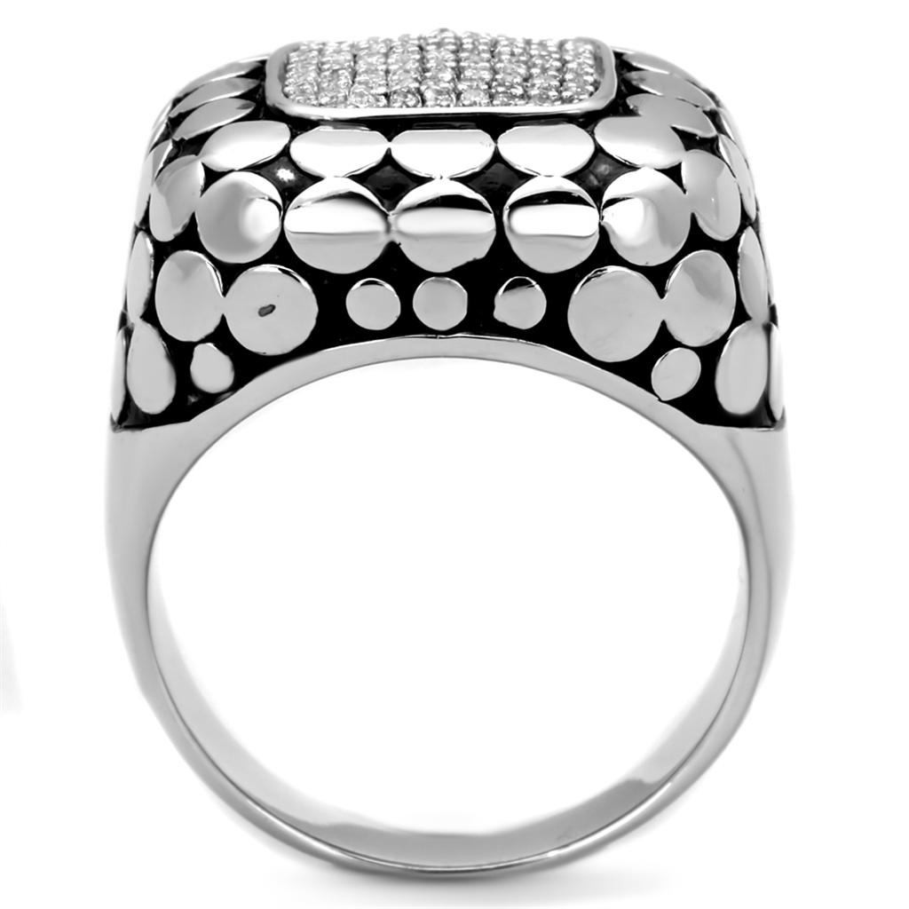TS215 - Rhodium 925 Sterling Silver Ring with AAA Grade CZ in Clear