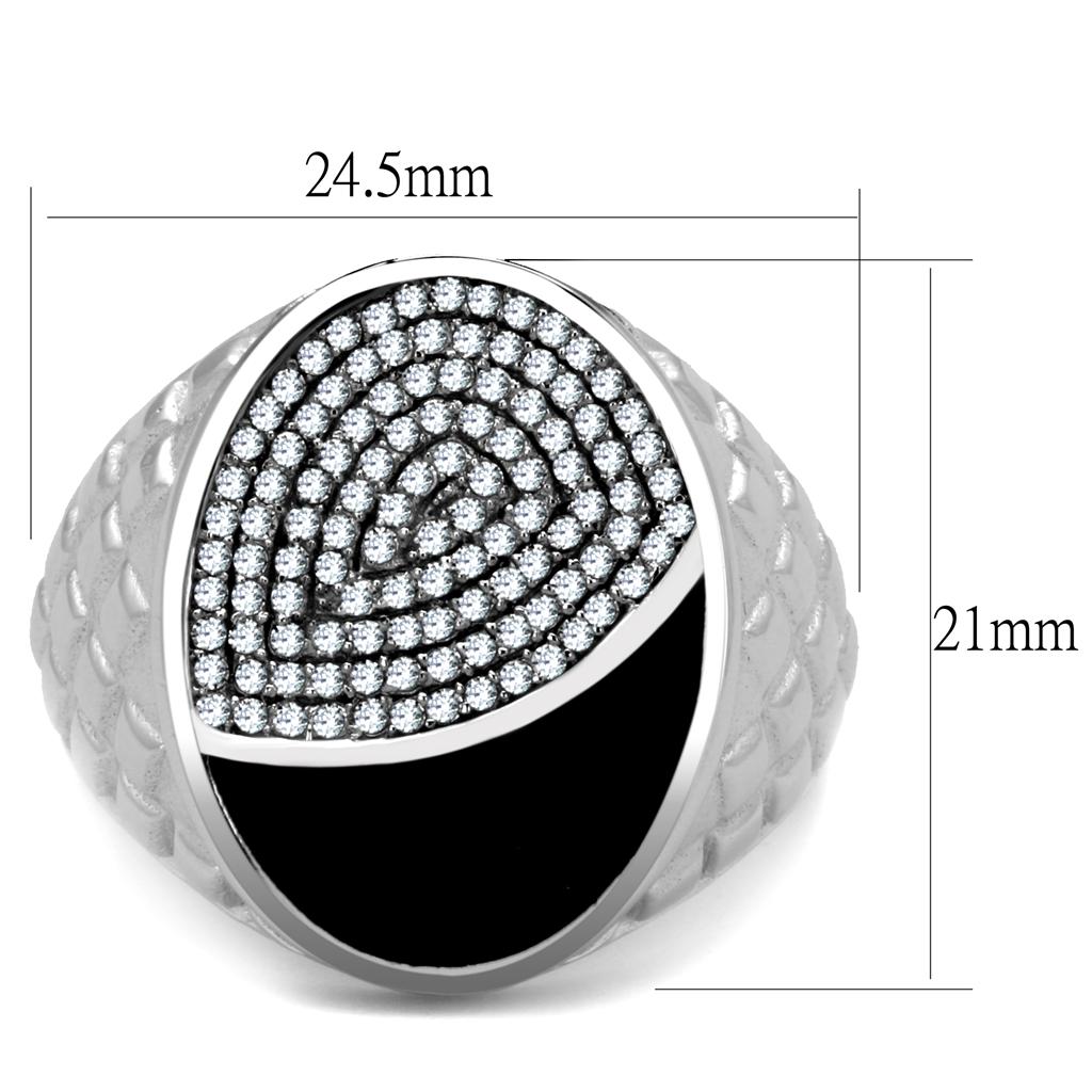 TS216 - Rhodium 925 Sterling Silver Ring with AAA Grade CZ in Clear