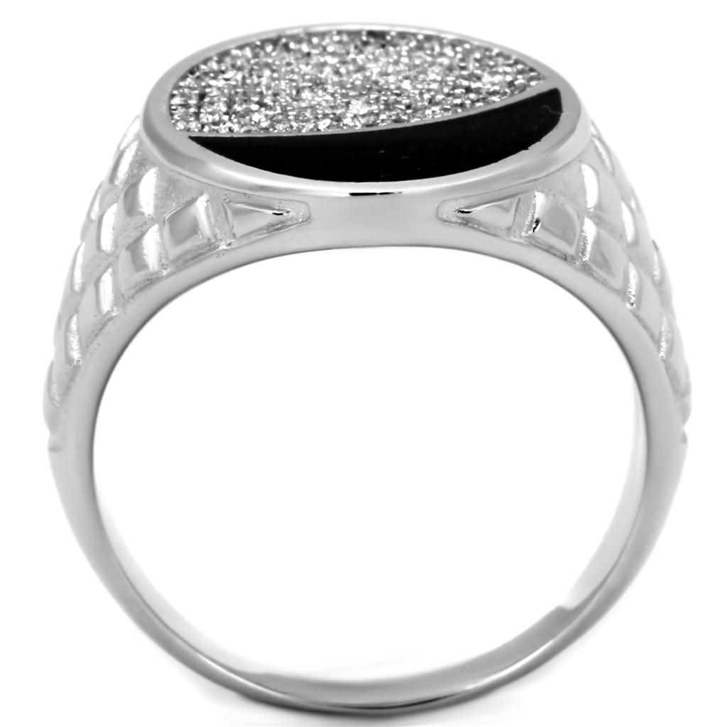 TS216 - Rhodium 925 Sterling Silver Ring with AAA Grade CZ in Clear