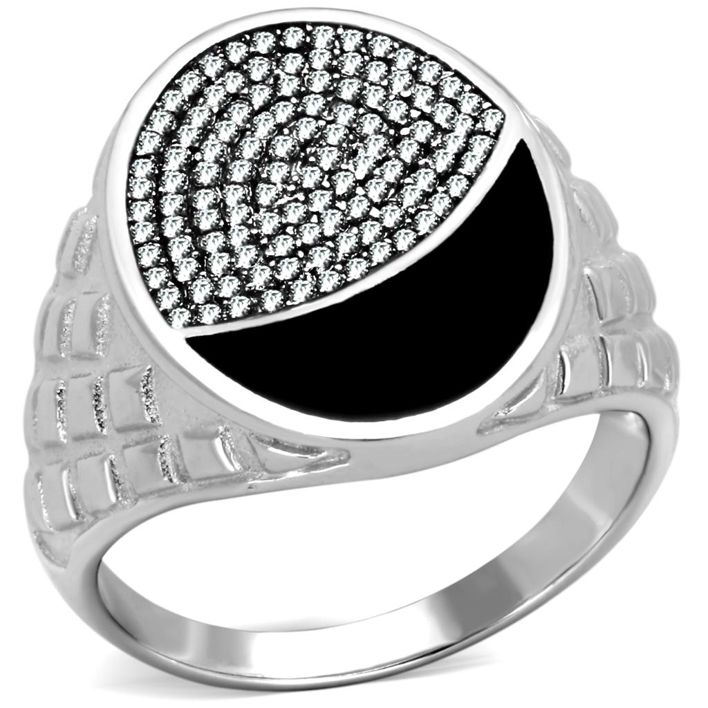TS216 - Rhodium 925 Sterling Silver Ring with AAA Grade CZ in Clear