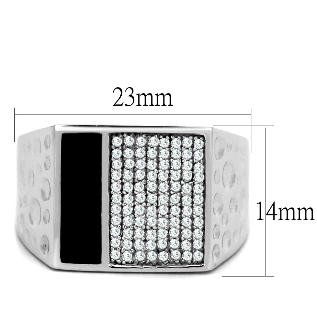 TS219 - Rhodium 925 Sterling Silver Ring with AAA Grade CZ in Clear
