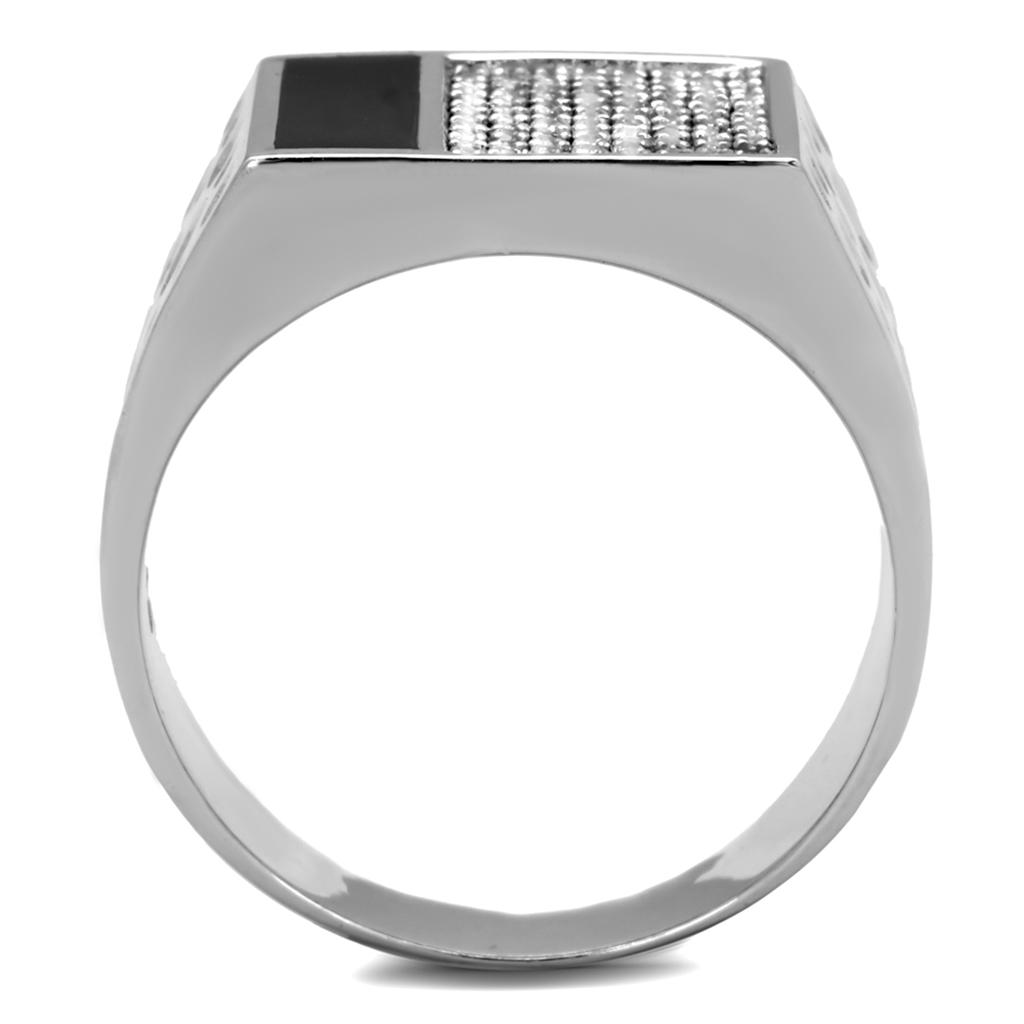 TS219 - Rhodium 925 Sterling Silver Ring with AAA Grade CZ in Clear