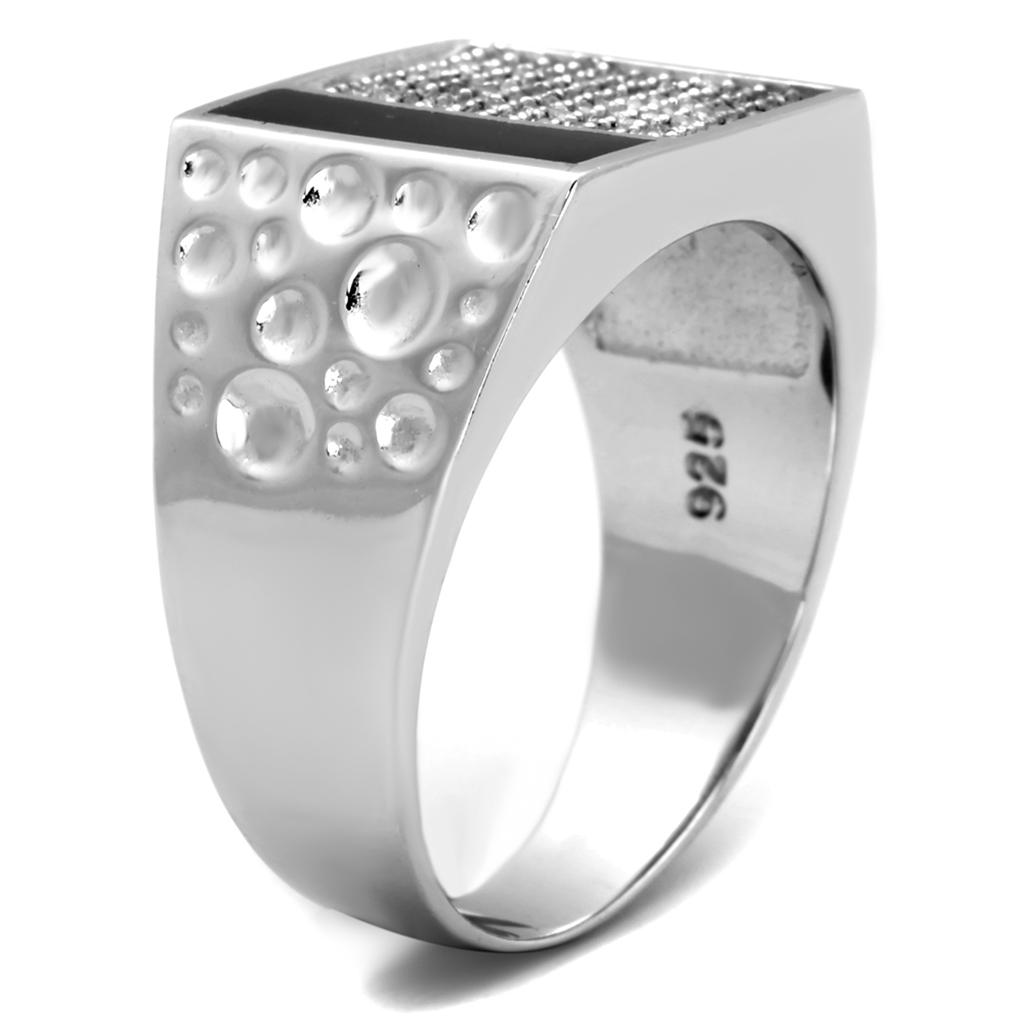 TS219 - Rhodium 925 Sterling Silver Ring with AAA Grade CZ in Clear