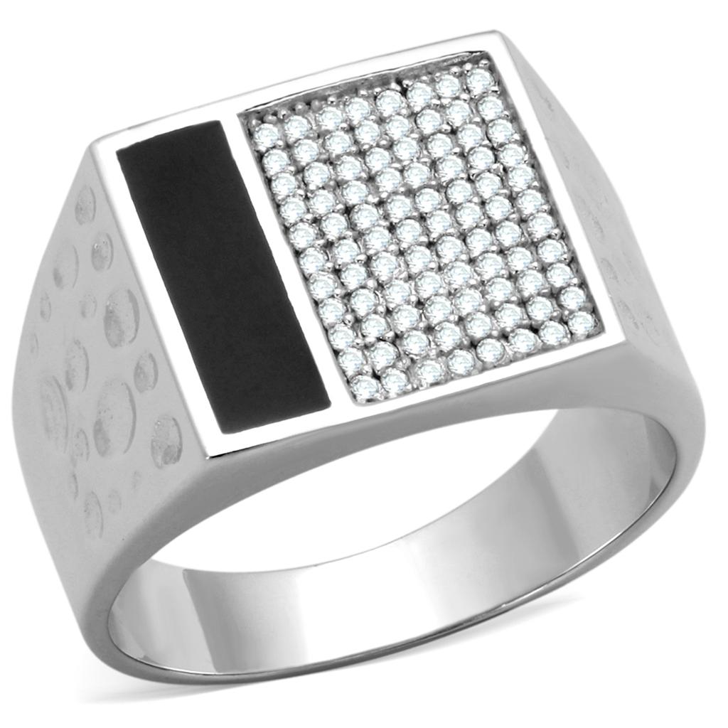 TS219 - Rhodium 925 Sterling Silver Ring with AAA Grade CZ in Clear