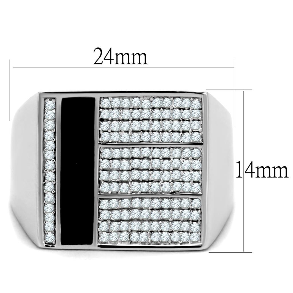 TS222 - Rhodium 925 Sterling Silver Ring with AAA Grade CZ in Clear