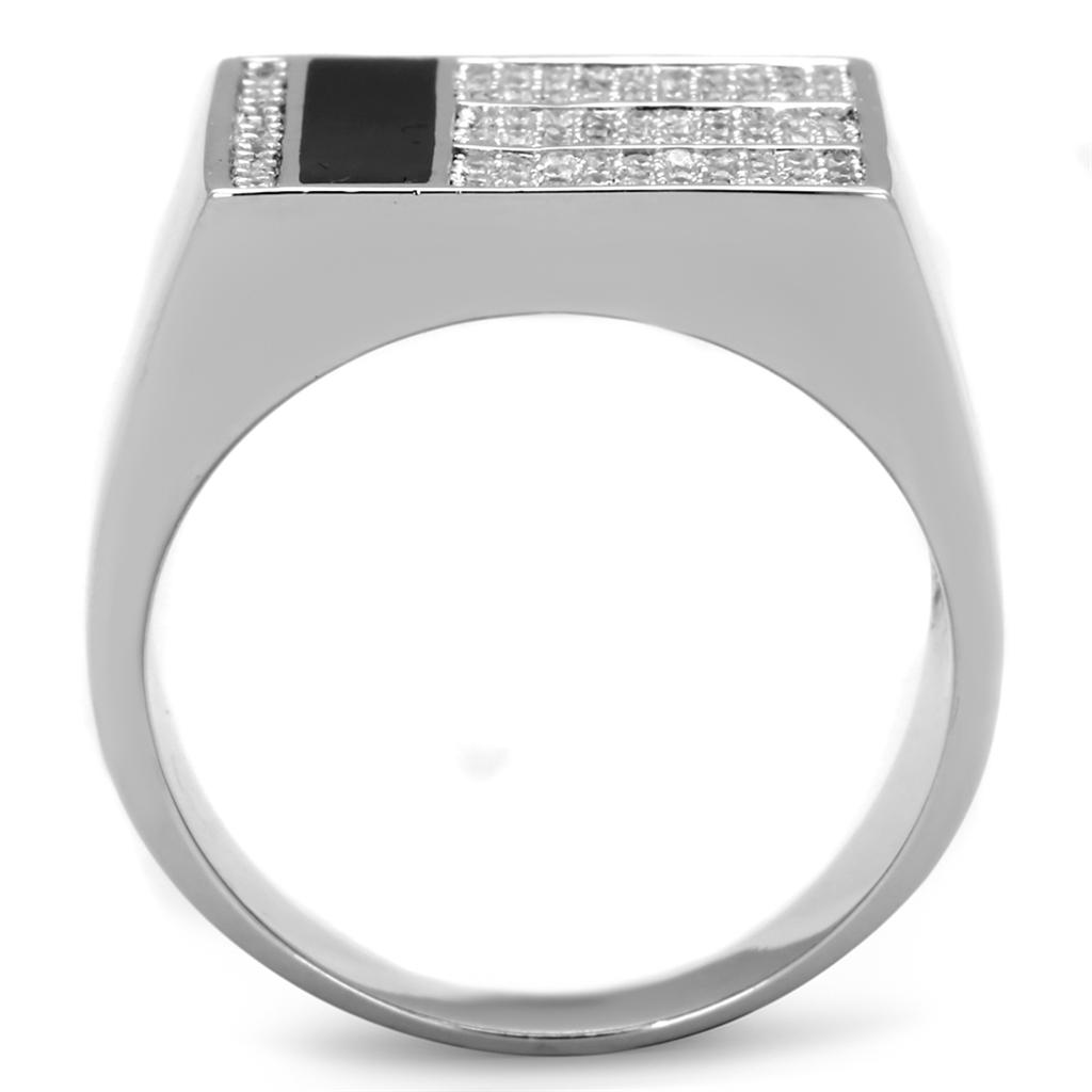 TS222 - Rhodium 925 Sterling Silver Ring with AAA Grade CZ in Clear