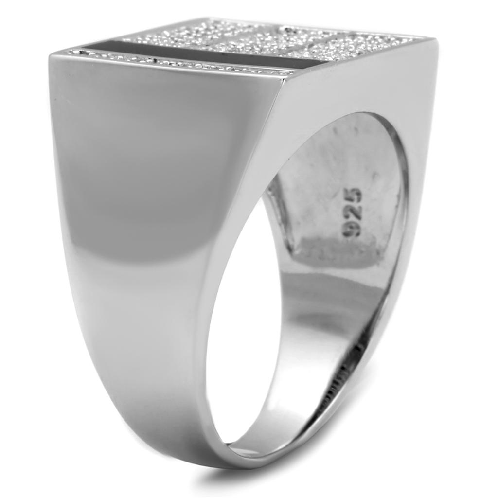 TS222 - Rhodium 925 Sterling Silver Ring with AAA Grade CZ in Clear