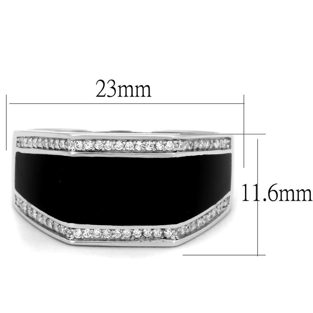 TS223 - Rhodium 925 Sterling Silver Ring with AAA Grade CZ in Clear
