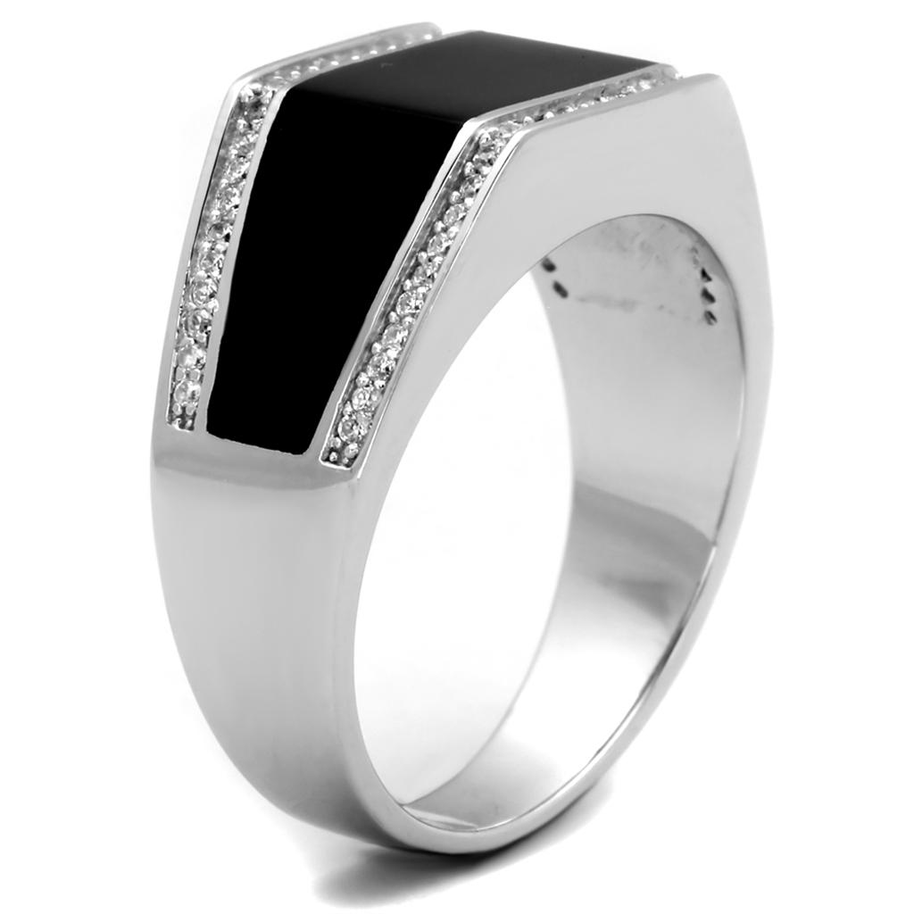 TS223 - Rhodium 925 Sterling Silver Ring with AAA Grade CZ in Clear