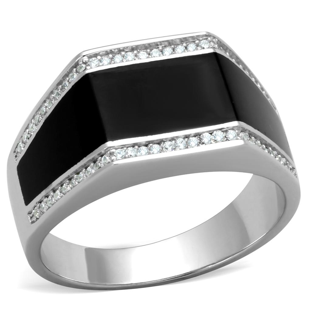 TS223 - Rhodium 925 Sterling Silver Ring with AAA Grade CZ in Clear