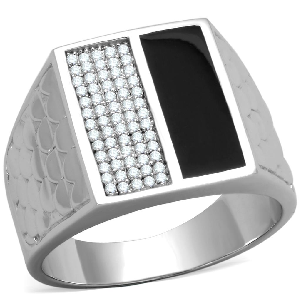 TS226 - Rhodium 925 Sterling Silver Ring with AAA Grade CZ in Clear