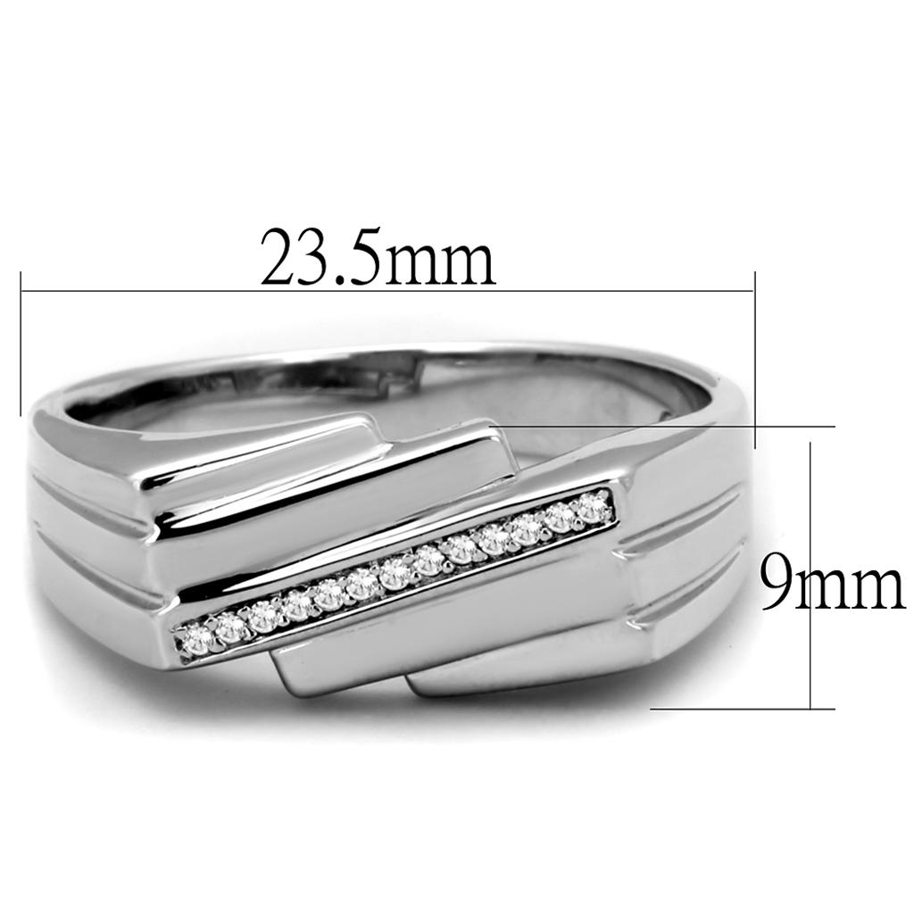 TS232 - Rhodium 925 Sterling Silver Ring with AAA Grade CZ in Clear