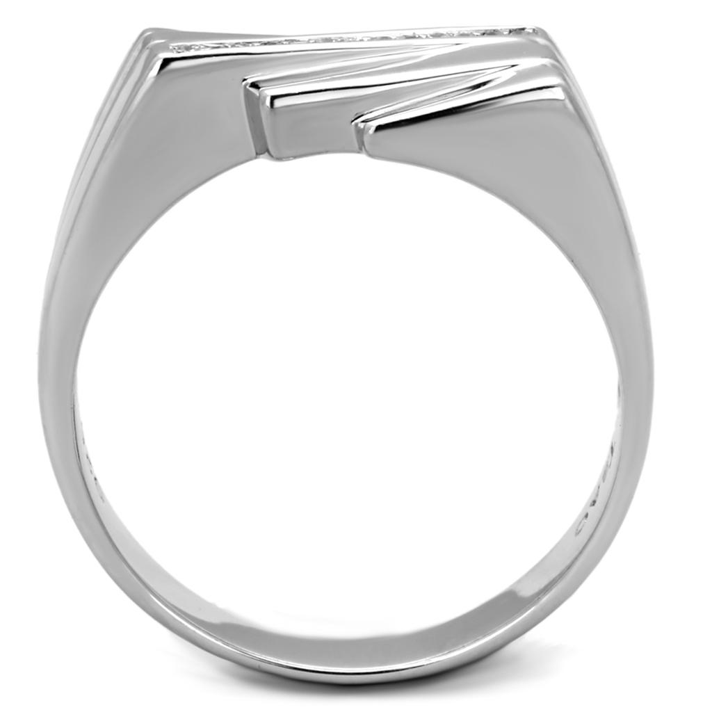 TS232 - Rhodium 925 Sterling Silver Ring with AAA Grade CZ in Clear
