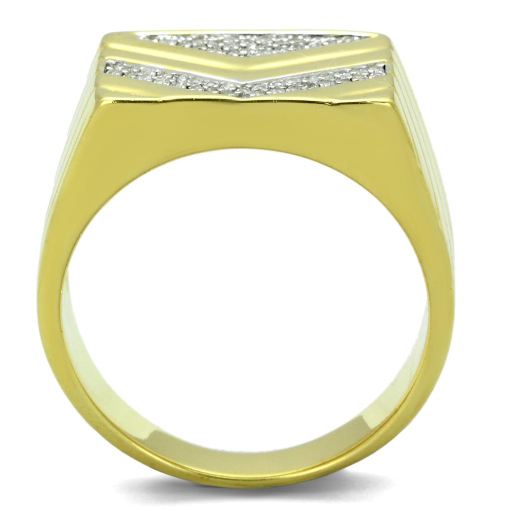 TS234 - Gold+Rhodium 925 Sterling Silver Ring with AAA Grade CZ in Clear