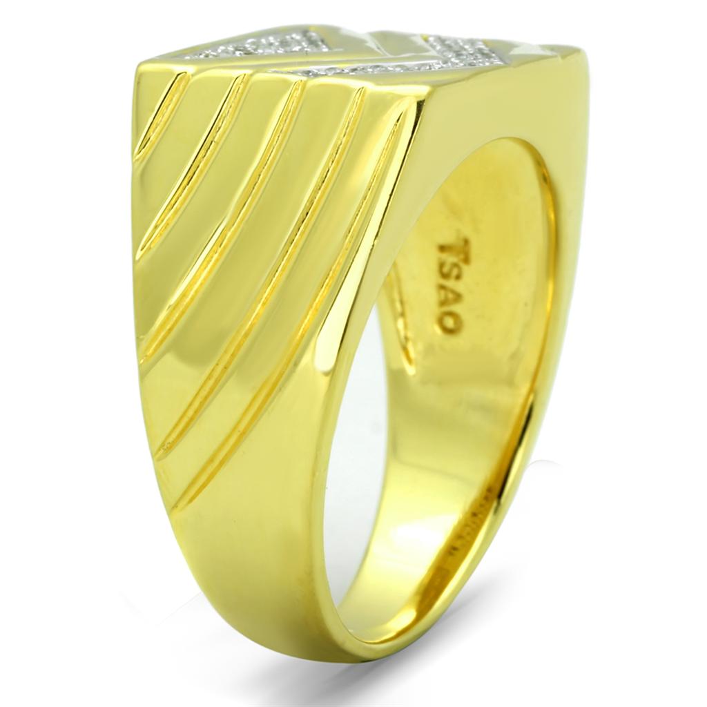 TS234 - Gold+Rhodium 925 Sterling Silver Ring with AAA Grade CZ in Clear