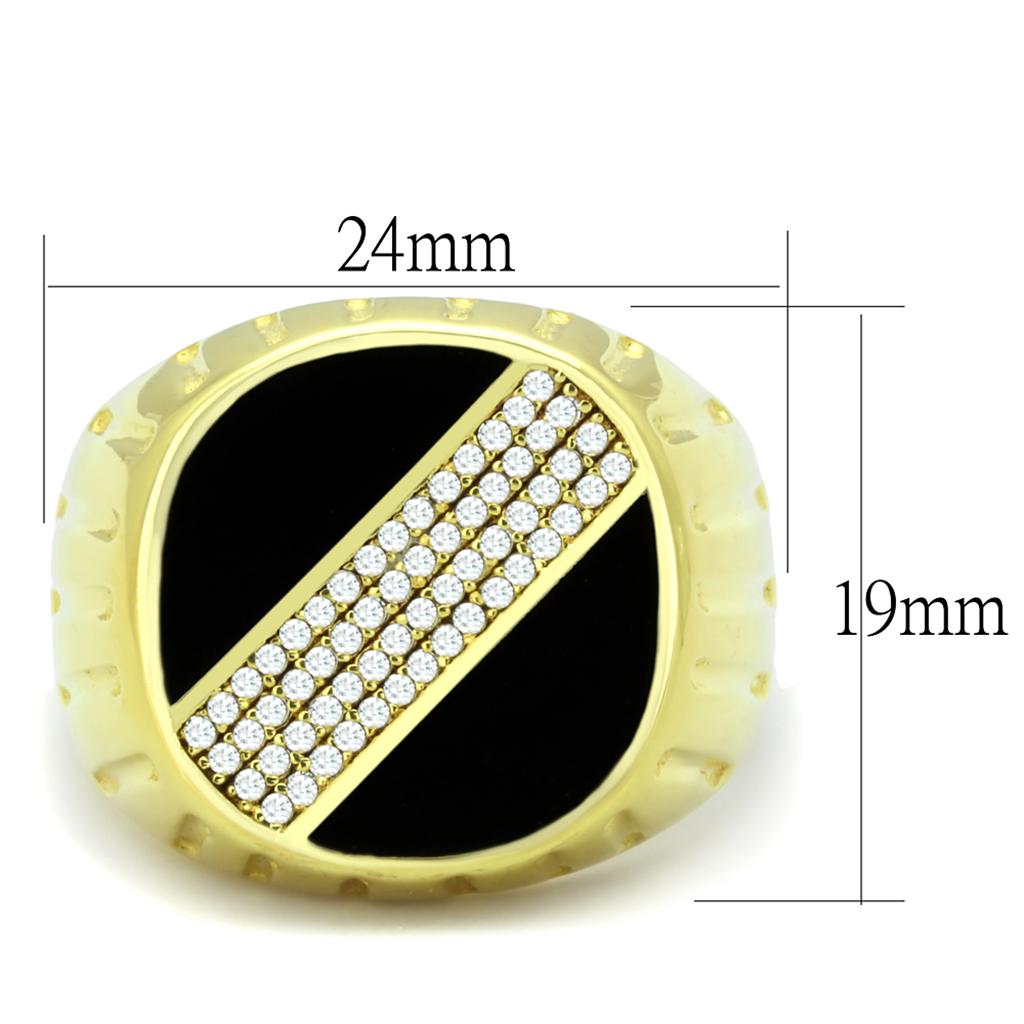 TS235 - Gold 925 Sterling Silver Ring with AAA Grade CZ in Clear