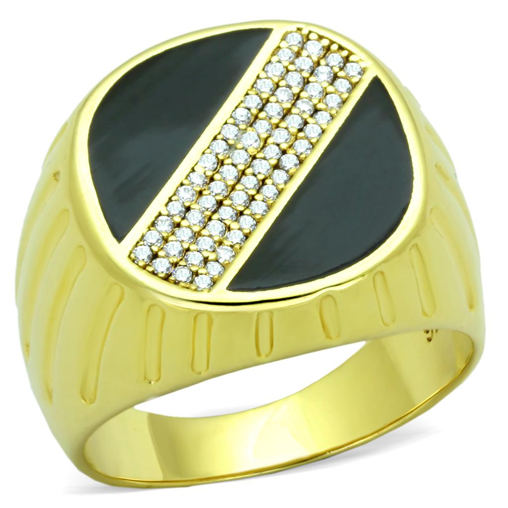 TS235 - Gold 925 Sterling Silver Ring with AAA Grade CZ in Clear