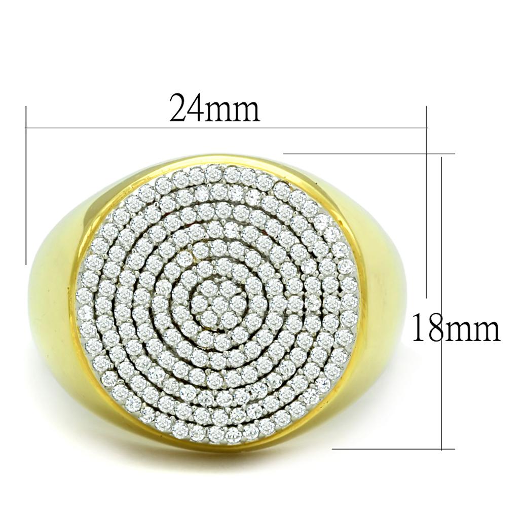 TS238 - Gold+Rhodium 925 Sterling Silver Ring with AAA Grade CZ in Clear